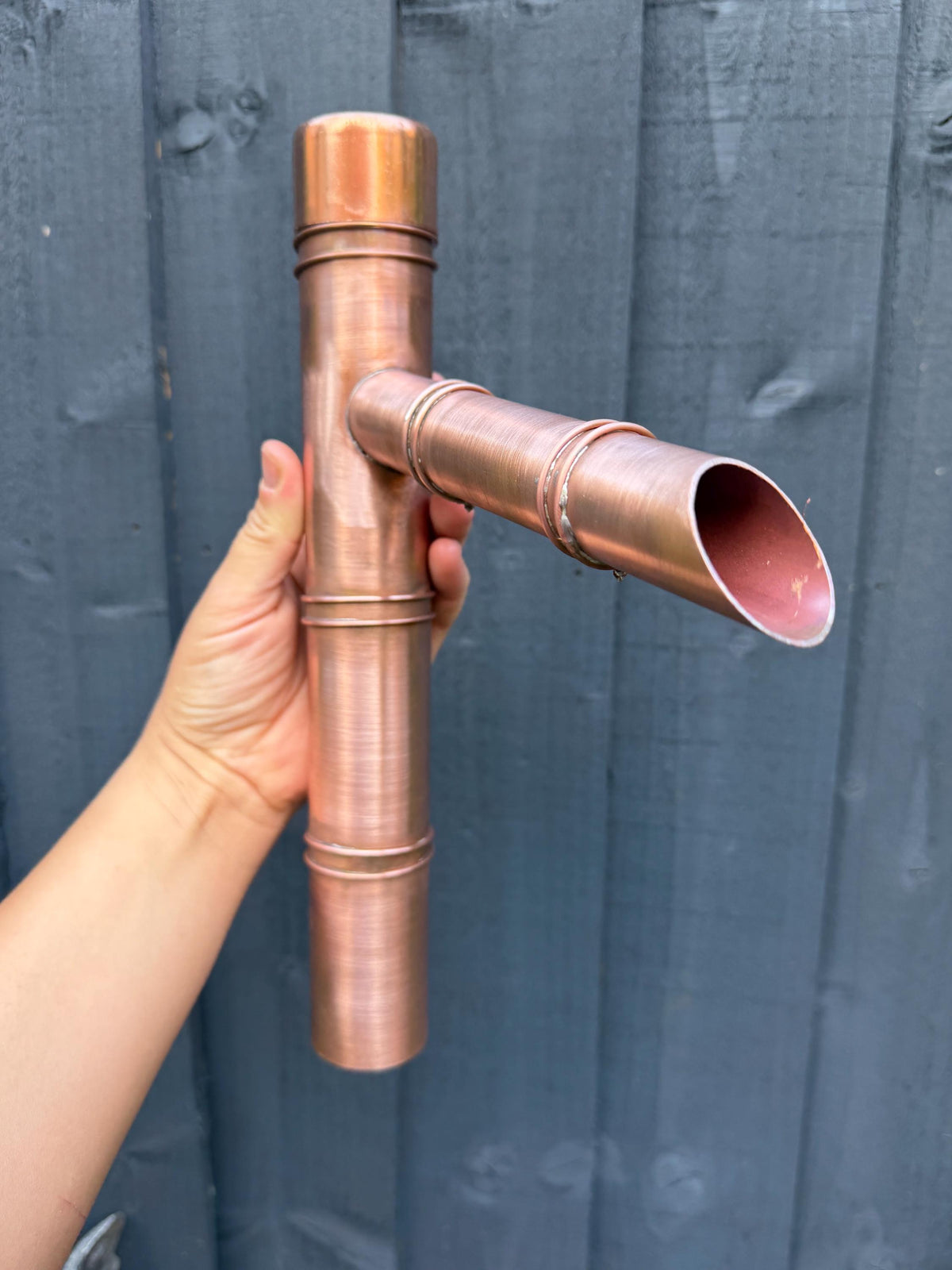 30cm Copper Japanese Sozu Water Feature - copper finish detail