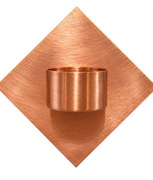 Handmade Copper Diamond Tea Light Holder - side view