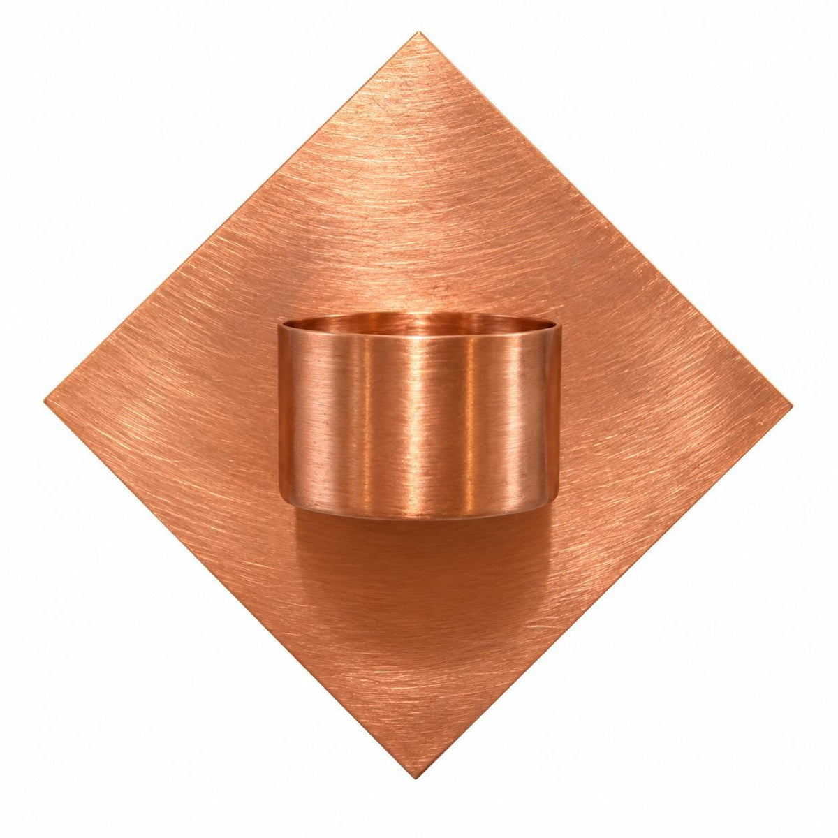 Handmade Copper Diamond Tea Light Holder - side view