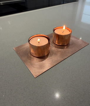 Handmade Copper 2-Candle Tea Light Holder - installed garden feature