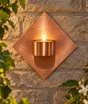 Handmade Copper Diamond Tea Light Holder - product view
