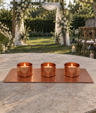 Handmade Copper 3-Candle Tea Light Holder - product view