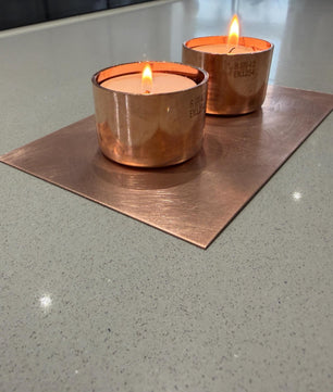 Handmade Copper 2-Candle Tea Light Holder - side view