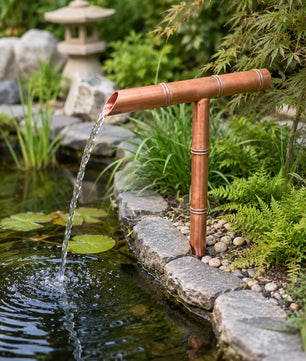 Japanese-Style Copper Tee Water Spout - product view