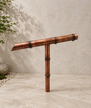 Japanese-Style Copper Tee Water Spout - side view