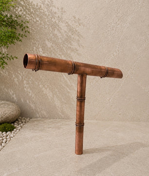 Japanese-Style Copper Tee Water Spout - handmade construction detail