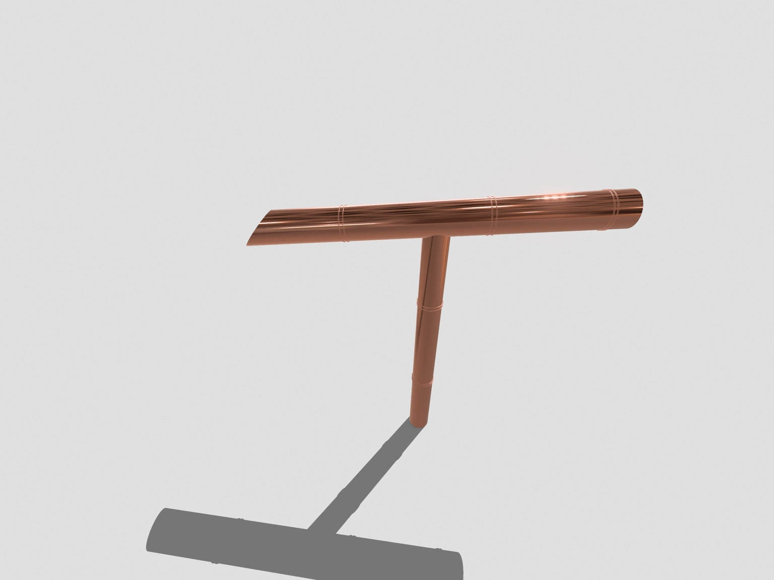 Angled render of Japanese style copper tee spout