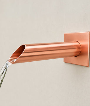 Custom 42mm Copper Water Spout - Made to Measure - installed garden feature